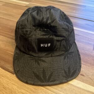 HUF 5 Panel Hat Cap Strap Back Marijuana Weed Leaf AOP Allover Skater One Size